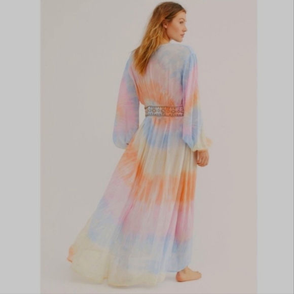 *sold*NWT Free People Unicorn Tie Dye Maxi Kimono Dress - Picture 3 of 9